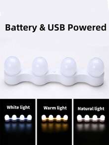 1 đèn LED gắn gương trang điểm dùng nguồn USB, không cần khoan, đèn trang điểm phòng tắm, đèn trang điểm, đèn trang điểm di động dùng pin, đèn hút chân không, đèn gương, nguồn điện kép USB & pin AAA (không bao gồm pin AAA), dễ lắp đặt, thích hợp cho phòng tắm, phòng ngủ, lựa chọn tốt nhất cho trang điểm di động. - Đèn trang điểm - Xem 3