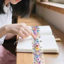 1 Roll Colorful Floral Washi Tape Scrapbooking Scrap Booking Supples Kit Cute Tapes Sticker Spring Flower Washi Tapes Transparent PET Tape Stickers Journaling Junk Journal Supplies - Colorful - View 6