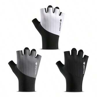 1 双户外运动健身骑行半指手套，男女通用，掌心减震防滑，经久耐用，舒适贴合，厚度适中，适合各种运动和锻炼，黑/白/灰三色可选。