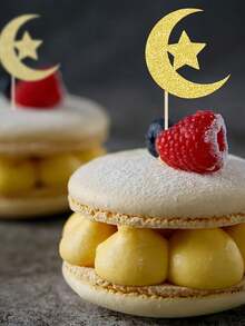 30/20/10个金色节日星月纸杯蛋糕装饰 - 家居节日装饰 - 金色闪光派对蛋糕装饰，阿拉伯节日，伊斯兰节日 - 彩色 - 查看 3