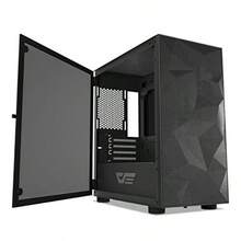 DLM21 MESH Micro ATX Mini ITX Tower MicroATX White Computer Case With Door Opening Tempered Glass Side Panel And Mesh Front Panel Black - Black - View 1
