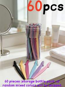 60/50/40/30/20/12/5件套便携式脱毛套装，男女通用，面部毛发修剪器，眉毛修剪器，皮肤柔滑工具，带保护箔刀片 - 米色 - 查看 15