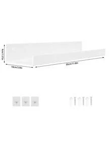 4件套白色亚克力壁挂式悬浮置物架，30厘米，适用于客厅、厨房、儿童房、书房或卧室 - 白色 - 查看 8