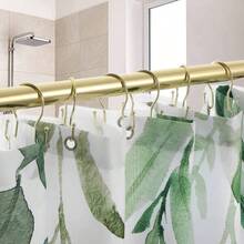 - Juego de 24 ganchos de cortina de ducha de doble cara, a prueba dex ido para cortina de ducha, ganchos de ducha de acero inoxidable, anillos para barras de ducha, color dorado - Dorado - Ver 9