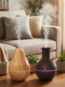 1个仿木纹简约牛油果造型加湿器，200毫升/USB供电，适用于卧室和浴室，低噪音空气净化器，室内喷雾器 - 彩色 - 查看 2