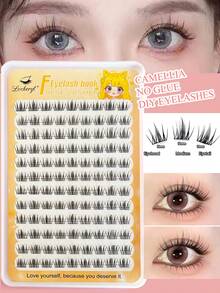 252pcs Glue-Free Eyelashes Book ,High-Capacity Natural Self-Adhesive False Eyelashes, Soft & Comfortable Natural & Dramatic Lightweight & Reusable, Perfect Makeup,Christmas Party,Natural & Realistic Handmade Lash Extension Lash Clusters - Black - View 3