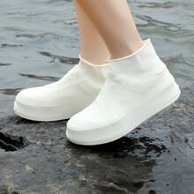 1 paire de couvre-chaussures unisexes imperméables et antidérapants épais, couvre-bottes de pluie en caoutchouc latex réutilisables pour l'extérieur