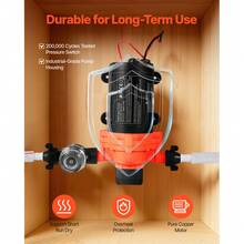 Bomba de agua para RV, 12V CC 4 GPM (15.1 L/min), Bomba de agua de diafragma de3cámaras, con interruptor automático de presión, Presión máxima de 40 PSI,A demanda para RV, Caravana, Marina, Yate, Lavado de coches - 40 psi - Ver 5