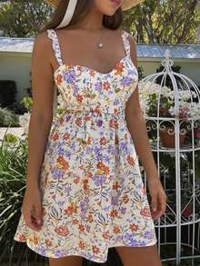 Plus Size Women Summer Fashion Casual Vacation Beach Floral Print Dress, Graduation Dress White Elegant - White - View 7