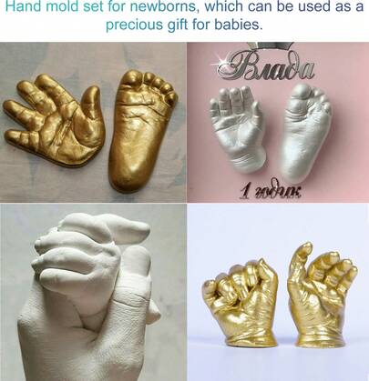 Couple And Baby Hand And Foot Model Powder, Homemade 3D Plaster Model DIY Craft Gift