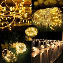 1串50/100/200/300颗LED灯珠，长度7米/12米/22米/32米，太阳能灯串，8种模式，户外照明，适用于花园、后院、露台、围栏、门廊、泳池、树木装饰[太阳能] - 太陽能管燈 - 查看 2