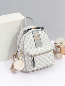 中号时尚几何图案背包，女士时尚仿皮书包，适合毕业生、少女、大学新生、大一、大二、大三和大四学生，大学和高中学生，最佳母亲节礼物推荐，母亲节礼物，妈妈礼物，妈妈必备品，外出妈妈包 - 彩色 - 查看 1