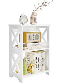 Mesa Auxiliar de 3 Niveles, Pequeño Mesa de Noche de Organización con Estante, Mesa Auxiliar Moderna, Pequeña con Estante de Almacenamiento - 1 - Ver 1