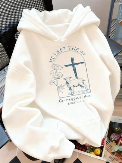 Sudadera con capucha de moda para mujeres, sudadera con capucha de bolsillo canguro simple, elegante y casual, sudadera con capucha de estampado creativo, ropa de moda de otoño e invierno para mujeres