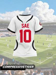Custom Japan U20 White 10 SAE Cartoon Anime Summer Short Sleeve Children T-Shirt, 2024 Fashionable Women's T-Shirt. Halloween, Thanksgiving, Christmas And New Year Gifts, Inspired By Football, Volleyball, Basketball, Casual Wear. - White - View 2