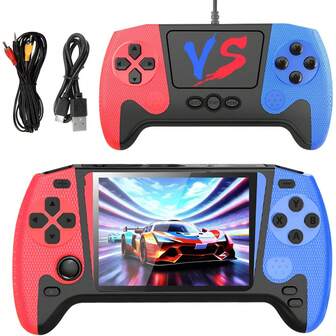 YIYI 500-i-1 klassisk retro-spelkonsol, fickspelkonsol, bärbar videospelkonsol med 500 retrospel, 3,5-tums HD-skärm, 1020 mAh uppladdningsbart batteri, stöd för 2 spelare och anslutning till TV, julklapp till män och kvinnor (1 st) - (1 spelare/2 spelare)