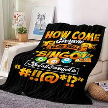 Bingo-Themed Funny Quote Blanket - Cozy Multi-Purpose Throw For Home, Workplace, Travel, And Gatherings - Brightly Printed Design Featuring Bilingual Text - Ideal Gift For Birthdays And Holidays, As Well As Home Decoration.-280gsm - 彩色 - 查看 6