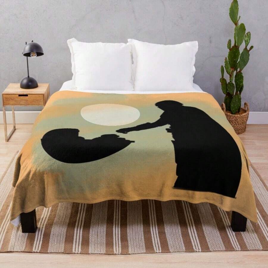 Mando And Grogu Themed Ultra Soft Flannel Fleece Throw Blanket For Couch, Cozy Lightweight Warm Bed Blanket For Adults Kids, Large Decorative Accent For Sofa Living Room, Mandalorian Design (1) - Màu sắc hình ảnh chính - Xem 1