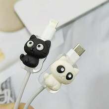 2pcs Cat Themed Cable Protectors, Designed For Phone Charging Cables. Durable, Tear-Resistant, Perfect Gift For Halloween, Christmas Or Birthday. Smartphone Charger Accessory, Desktop Cable Management, Fun Cable Sleeve - Multicolor - View 8
