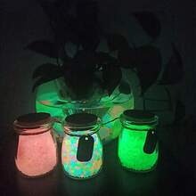 1000颗夜光树脂鹅卵石 - 发光花园石，适用于仙女花园、盆景和水族箱 - DIY微景观装饰，仙女花园配件