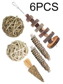 10 piezas Juguetes para roer de conejo, Juguetes para roer de hámster y conejo, Juguetes para roer naturales, Juguetes para roer de conejo y pájaro, Juguetes para limpiar los dientes, Juego de múltiples piezas, Set de 3 piezas, Set de 6 piezas, Set de 7 piezas, Set de 14 piezas, Set de 18 piezas, Set de 20 piezas, Regalo de juguetes para roer de animales pequeños - Multicolor - Ver 18