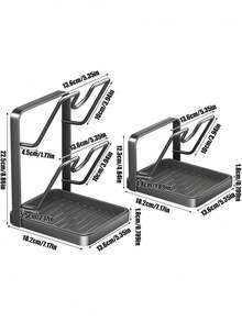 U-Shaped Slot Kitchen Pot Lid Organizer Rack, Multi-Function Stainless Steel Countertop Pot Lid Holder With Removable Drip Tray, Holds Pot Lids, Utensils And Small Items - Multicolor - View 5