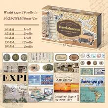 18 Rolls Washi Tape Set Crafts And Journaling Vintage Floral Tape Scrapbooking Supplies Washi Tape Journaling Decorative Tape Crafts - 旅行回憶 - 查看 4