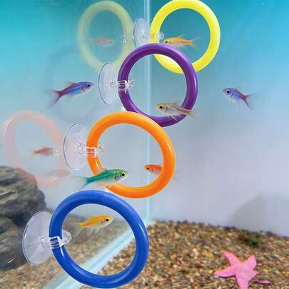 2/4pcs Colorful Betta Fish Training Rings Set, Interactive Suction Cup Training Rings For Betta Fish Tail Flaring And Gill Flaring Training, Suitable For Small Fish, Aquarium Decor. Colors Are Random.