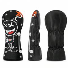 Play Ball Bomb 设计风格高尔夫球杆套，适用于一号木杆、球道木杆、混合杆 - 高尔夫球杆杆头套，趣味一号木杆杆头套 - 适合男女户外运动爱好者，是一款值得拥有的高尔夫球杆保护套。