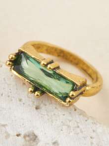 1枚优雅绿色立方氧化锆戒指，女士奢华波西米亚风格，周年纪念日情人节礼物派对饰品 - 戒指 - 查看 9