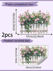 栅栏玫瑰花卧室客厅玄关柜家居装饰墙贴自粘墙纸墙面装饰房间装饰贴纸个性贴纸墙贴 - 彩色 - 查看 8