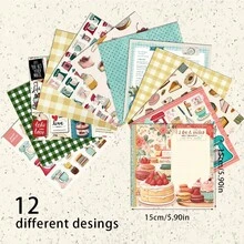 24/36PCS Retro Magazine Scrapbook Paper Pad, 5.9*5.9inch Single Side Heavyweight Vintage Kitchen, Polka Dot, Striped, Plaid Design Pattern Scrapbooking Paper, Perfect For Card Making, Crafting Projects, DIY Craft, Bullet Journals, Journal Supplies - Multicolor - View 4