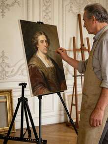 1pc Black Folding Metal Iron Art Easel, Iron Crafts Display Stand, Triangular Easel Painting Board Holder - Black - View 4