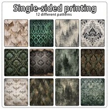 24/36张复古哥特城堡剪贴簿纸垫，5.9*5.9英寸单面加厚哥特城堡蝙蝠破败墙壁设计图案剪贴簿纸，非常适合DIY项目、子弹笔记、剪贴簿等。 - 彩色 - 查看 6