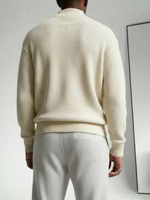 GRDR Men's Autumn/Winter Fashion 7-Gauge Jacquard Turtleneck Long Sleeve Sweater - Apricot - View 2