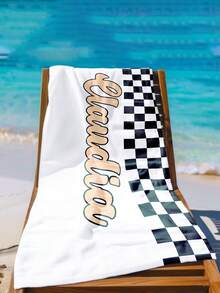 Lightweight Personalized Racing Pattern Text Customized Beach Towel - Ultra Soft Polyester Fiber, Fast Drying&Super Absorbent, Suitable For Beaches, Pools, Camping And Travel - Perfect Gift For Family And Friends, Beach Towel