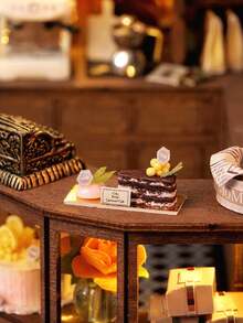 Casa de té con cubierta antipolvo, kit de construcción de modelos con muebles, juego de miniaturas de casa de muñecas, decoración de dormitorio, artesanía de madera, rompecabezas 3D, regalo de San Valentín y cumpleaños - Multicolor - Ver 11