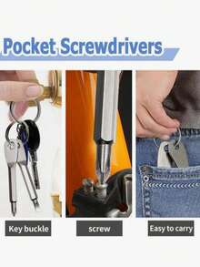 2 In 1 Keychain Screwdriver Set Mini Pocket Philli And Flat Head Screwdriver With Key Ring Outdoor Survival Emergency Handy Tool Multifunction Repair Kit(Random Delivery Of Styles)