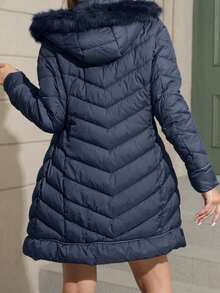 Jaqueta puffer feminina Giolshon com capuz felpudo, casaco de plumas para outono/inverno.