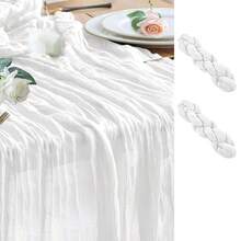 1pc/2pcs/5pcs White Sheer Table Runner, 35"X70", Boho Style Thin Gauze Table Runner, Vintage Country Transparent Table Decor, Suitable For Wedding, Party, Baby Shower, Long Table Decoration