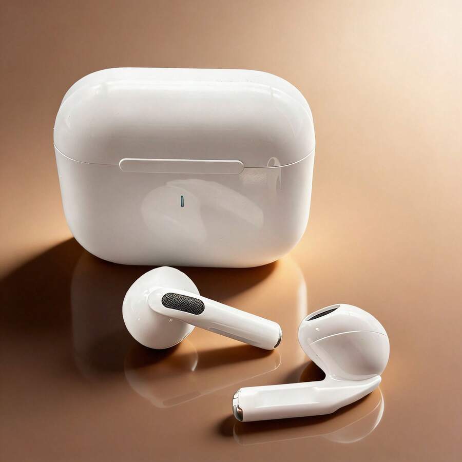 True Wireless Earbuds - Compatible With Apple And Android, Built-In Microphone, Sweat-Resistant Design, Up To 24 Hours Battery Life - White, Earphones > Wireless, Compatible Charging Case - White - View 1