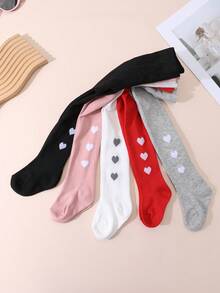 5 đôi quần tất trơn màu họa tiết trái tim cho bé gái, ngọt ngào và dễ thương, phù hợp để đi học và phối đồ hàng ngày, quần legging đa năng cho mọi mùa. - Nhiều màu - Xem 7