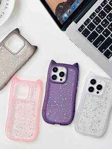 Cute Cat Ear Transparent Soft Phone Case Compatible With IPhone 17 Pro Max/17 Pro/17/16 Pro Max/16/16 Pro/16 Plus/15/15 Pro Max/15 Pro/15 Plus/11/12/13/14 Pro Max/11 Pro/11 Pro Max/12 Pro/12 Pro Max/13 Pro/13 Pro Max/14 Pro/14 Pro Max/14 Plus, Minimalist & Elegant Design - Pink-shiny - View 5
