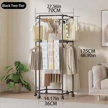 1个六面旋转落地式晾衣架，多功能加厚洗衣架，适用于家庭/宿舍，360°旋转，大容量，移动顺畅