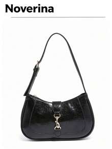 1pc Retro Minimalist Hook Decor Adjustable Shoulder Strap Crescent Shape Bag,[US-Based Shipping] Suitable For Date, Outing, Party,1pc Retro Minimalist Hook Decor Adjustable Shoulder Strap Crescent Shape Bag, Suitable For Date, Outing, Party,Perfect For Office,College,Work,Business,Commuting,Outdoor Activities,Travelling And Picnic,Women's Shoulder Bag,Handbag,Shiny Flap Underarm Bag, Fashionable And Versatile,Small But Spacious,Can Accommodate Mobile Phones,Keys,Cosmetics And Other Essential Items,Daily Commuting,Dating,Shopping Or Travel,Women's Fall Clothing Winter Clothing Christmas Gift Fall Autumn Velvet Furry Party Fuzzy Plush Thanksgiving Festival Cyber Monday Holiday Knitted Winter Valentine' S Day Gift Christmas Women Crossbody - màu đen - Xem 1