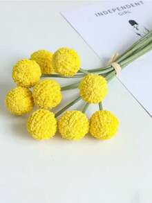 1 ramo de 9 cabezas de flor de crisantemo con bolas doradas, decoración de mesa de centro, ornamento de mesa de café - multicolor - Ver 12