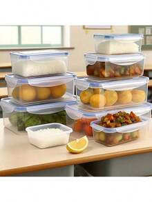 8件套，包含4个容器和4个盖子，可用作午餐盒、多尺寸厨房储物塑料容器、厨房收纳盒，也适用于冷藏。 - 彩色 - 查看 10