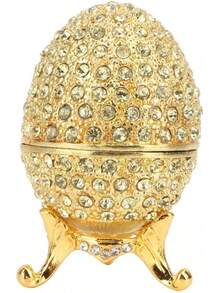 EstiloTendenciaHuevo De Fabergé Esmaltado Pintado A Mano, Huevo De Pascua Esmaltado Estilo Vintage Organizador De Joyas Caja De Baratijas, Joyas Decorativas Con Bisagras Caja De BaratijasCalidad PremiumVersióN Mejorada - 1 - Ver 7