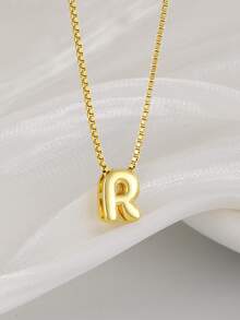 1件时尚优雅Y2K风格26字母吊坠金色不锈钢项链，可定制A-Z姓名首字母，适合女士休闲、个性化佩戴、时尚派对、节日约会、圣诞节、情人节、新年、生日礼物 - 金黃色 - 查看 5