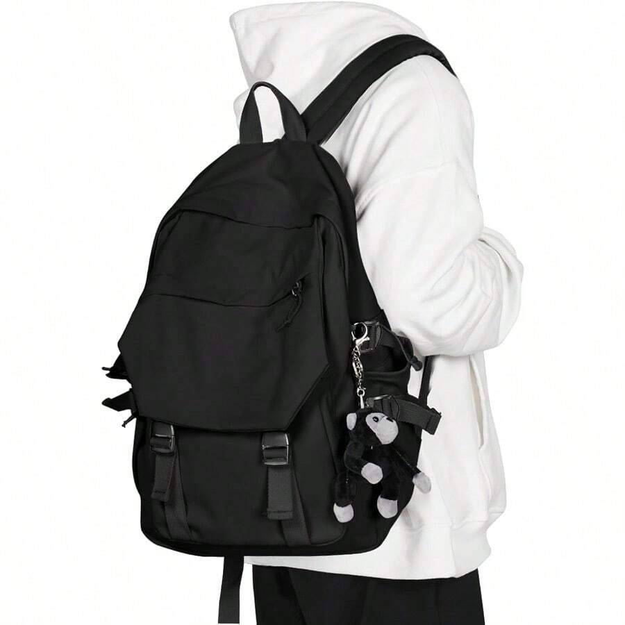 Coowoz School Backpack For Men Women College Bookbag Waterproof Lightweight Black Backpack Mochilas Book Bag Rucksack Casual Daypack School Bag For Boys Girls - 黑色+小號 - 查看 1